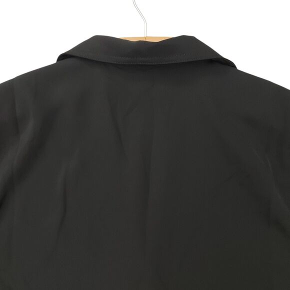 Banana Republic Shirt Dress Womens Medium Black Satin Twill Mini Tie Waist Shift - Picture 6 of 12